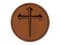 Three 3 Nails Cross Christian Stylized Round Iron-On Engraved Faux Leather Patch Applique - 2.5"